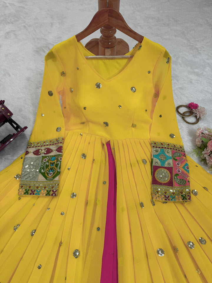 Yellow Brides Designer Georgette lehenga