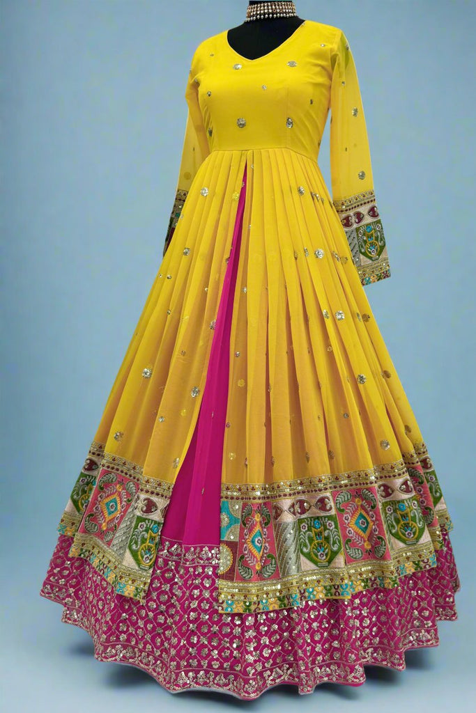 Yellow Brides Designer Georgette lehenga