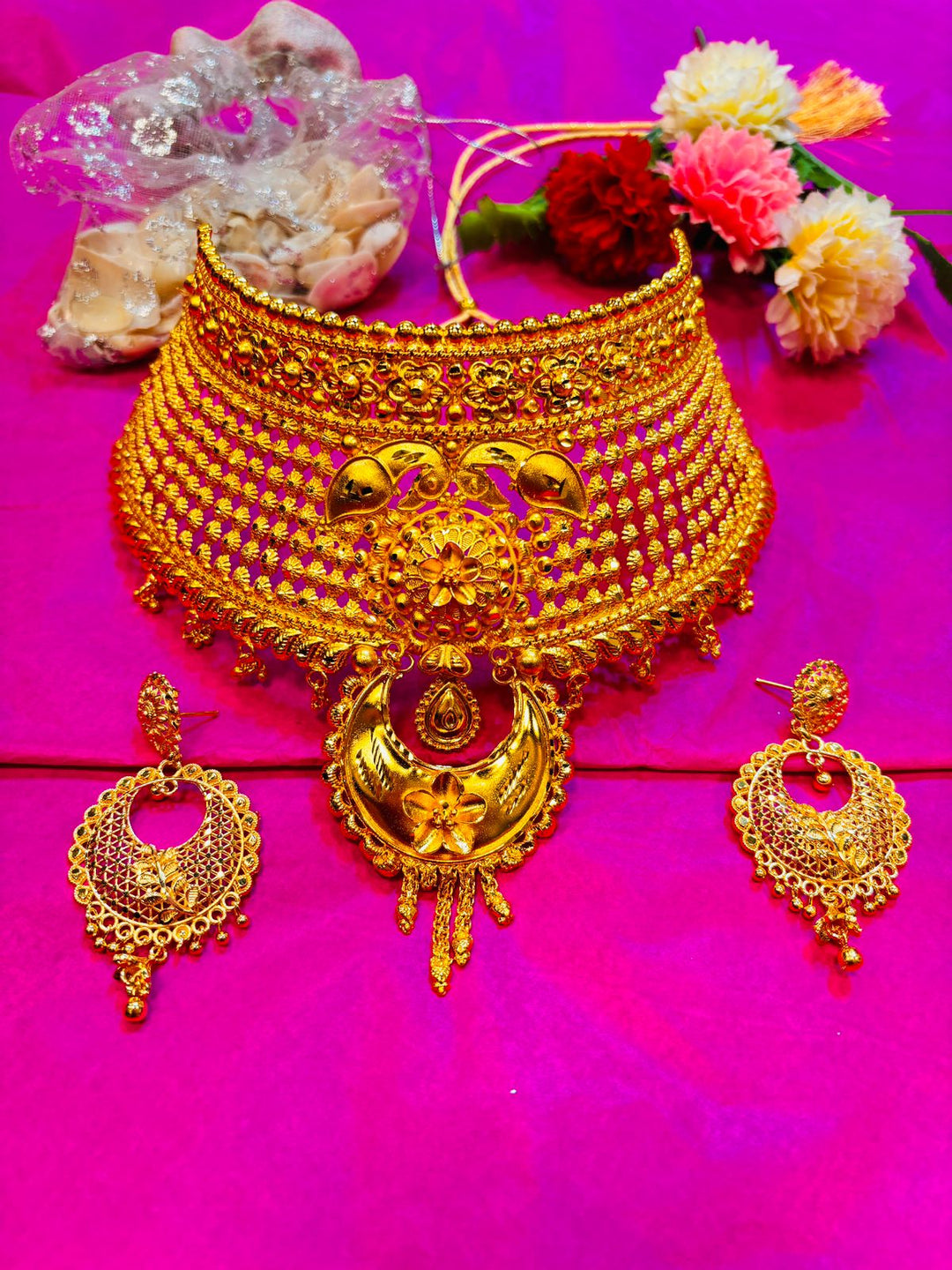 Kishori Gold Plated Bridal Choker Set – Monamaar