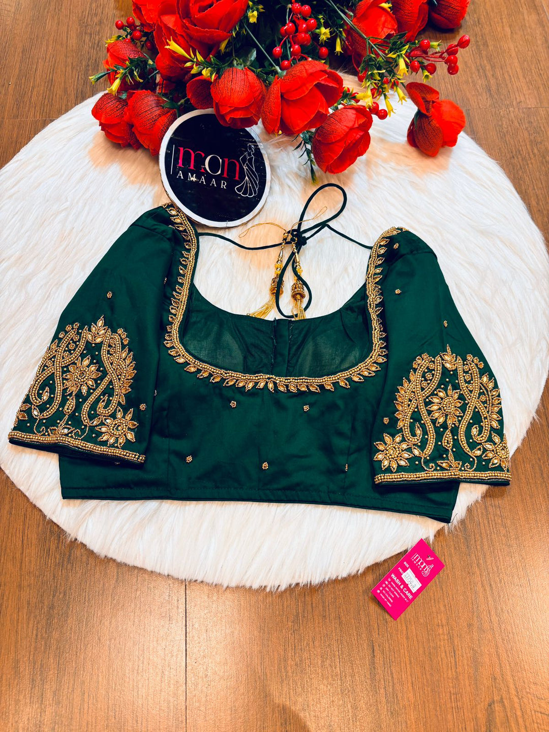 Crackling Flames -Designer Blouse With Maggam Hand work