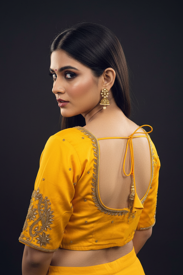 Crackling Flames - Designer Blouse With Maggam Hand work