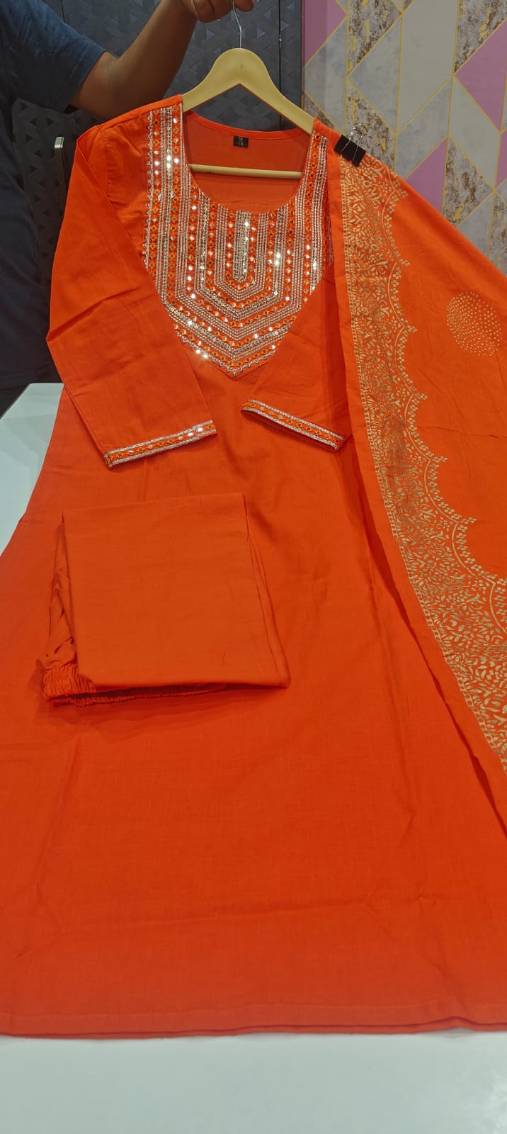 Shine Heart Cotton Kurti Set