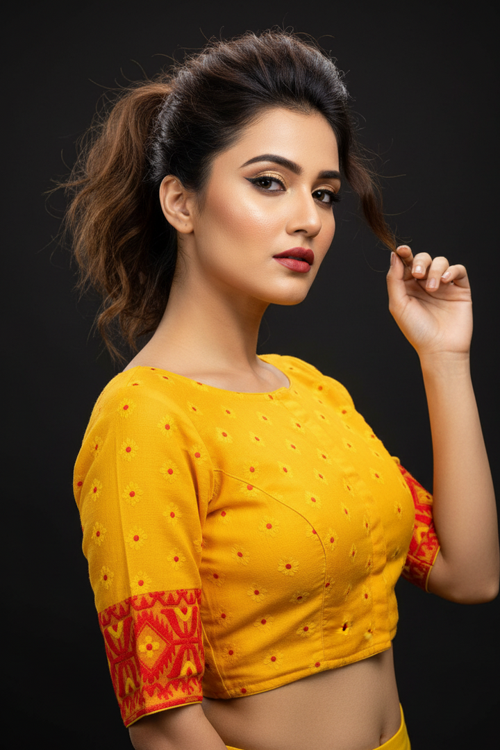 Solitary Bloom Jamdani Blouse [Shade 4 ]