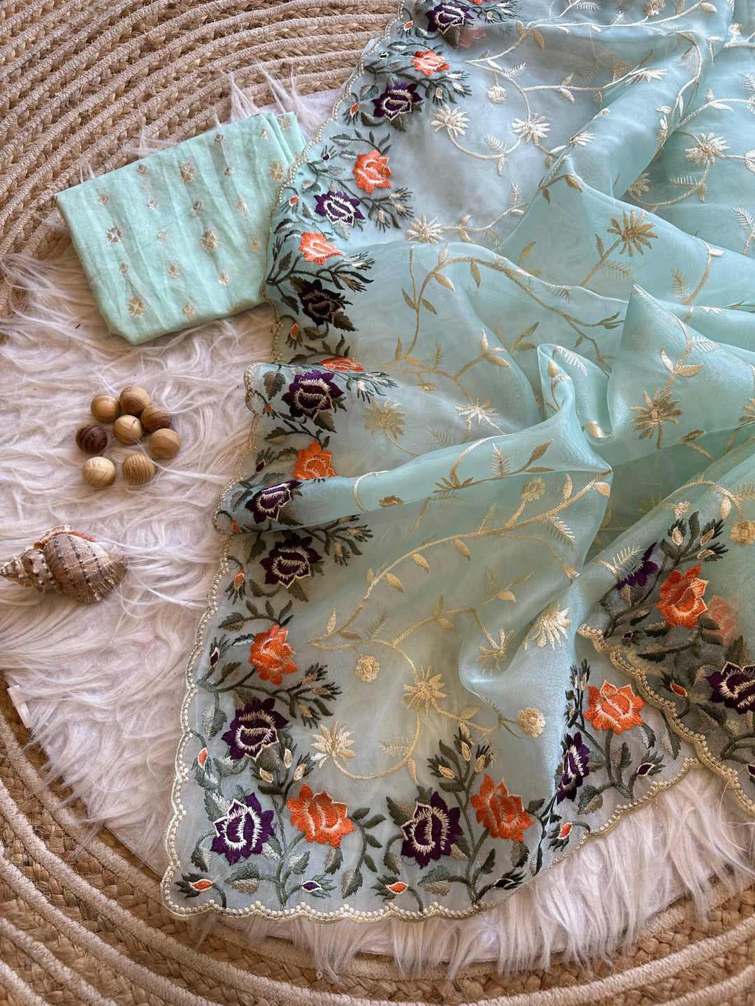 Floral Saga- A Designer Organza Saree