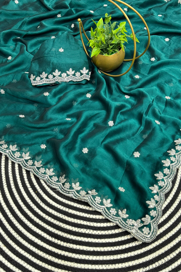 Rainbow Sea Rangoli Silk Saree