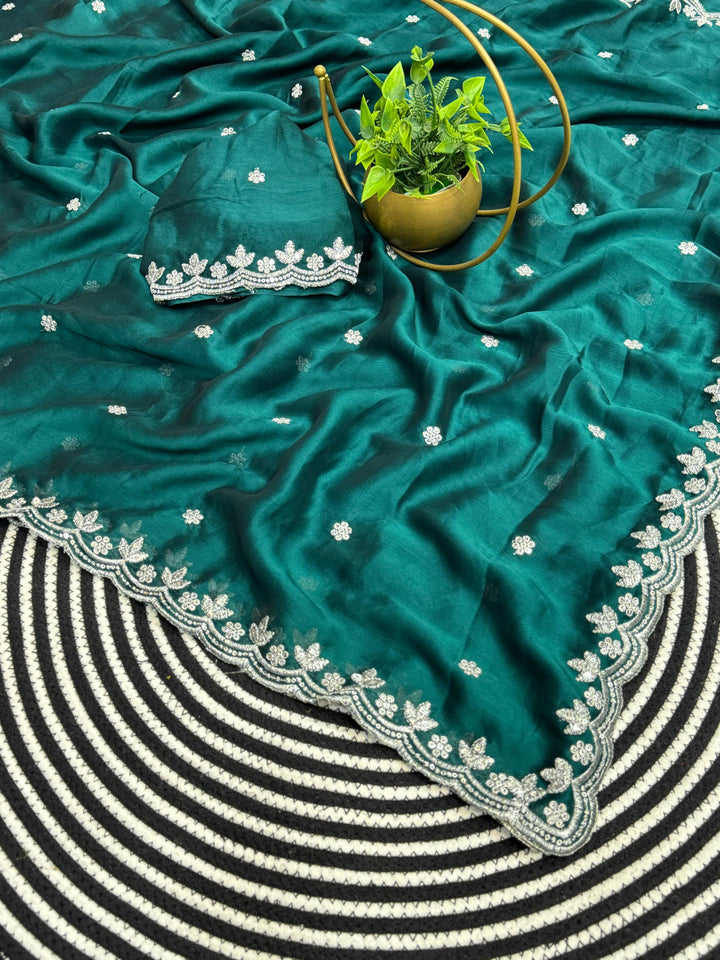 Rainbow Sea Rangoli Silk Saree