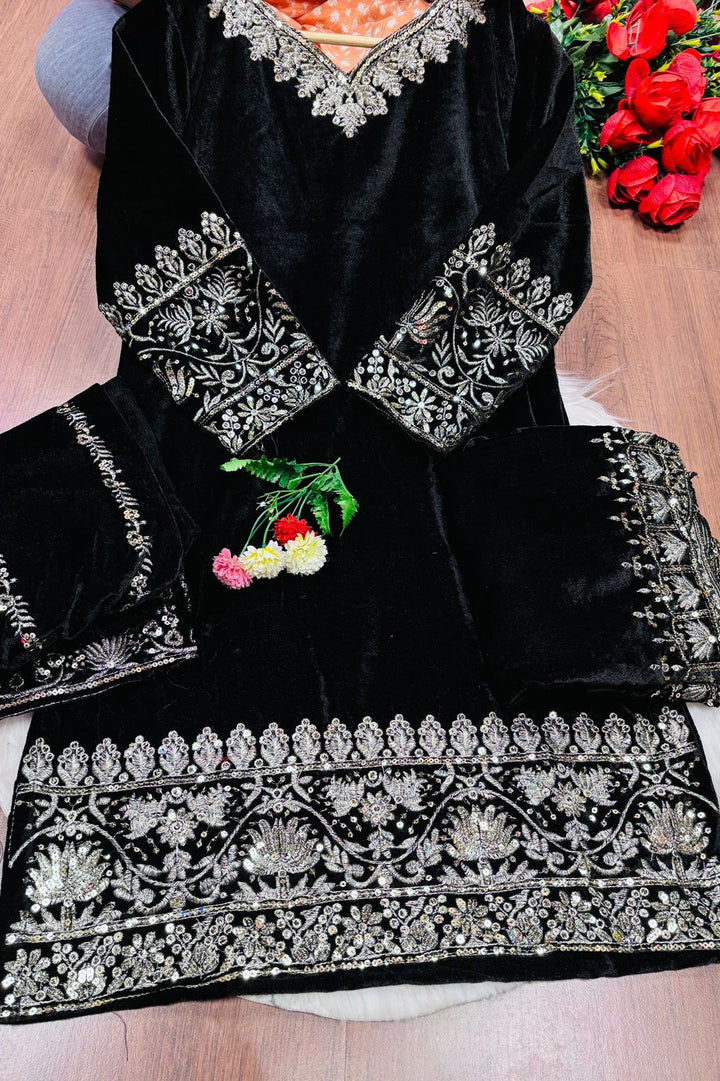 Blaze Bright Velvet Sharara Set