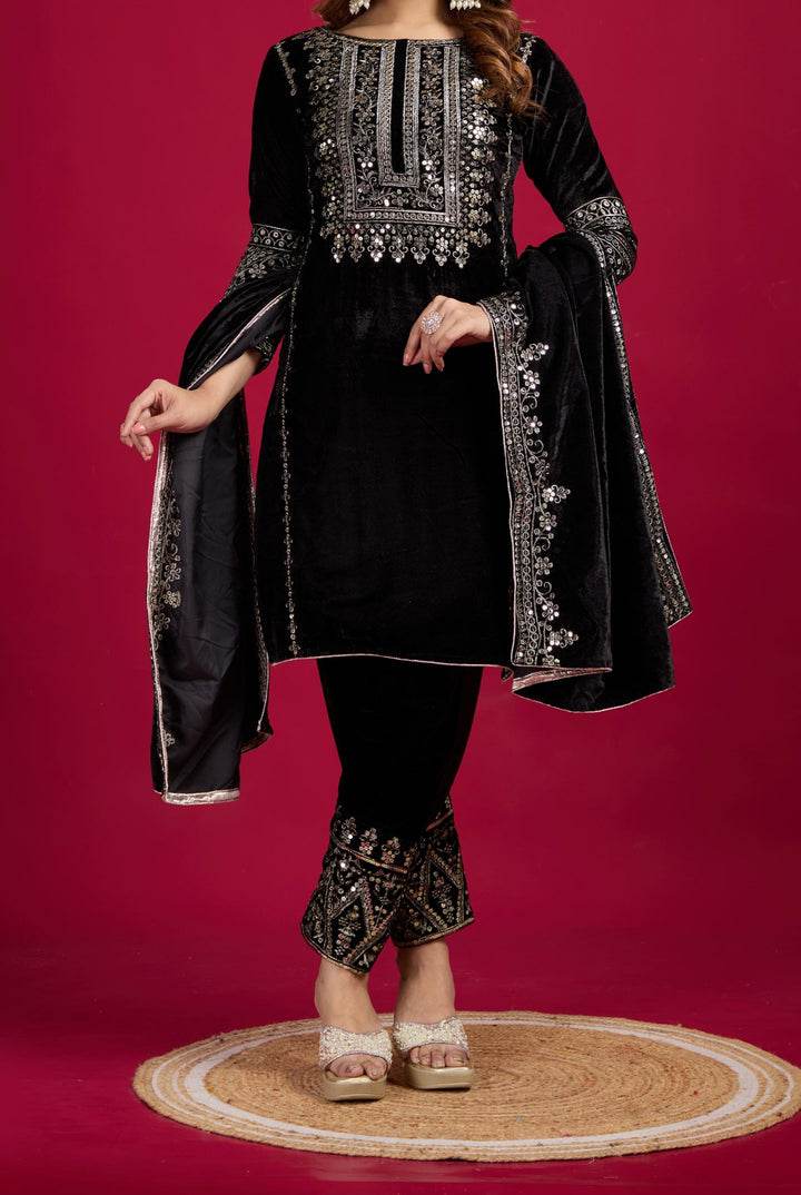 Pretty Stars Velvet Kurti Set