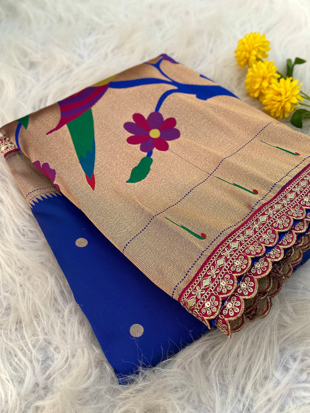 Romantic Blue Moon Banarasi Paithani Saree