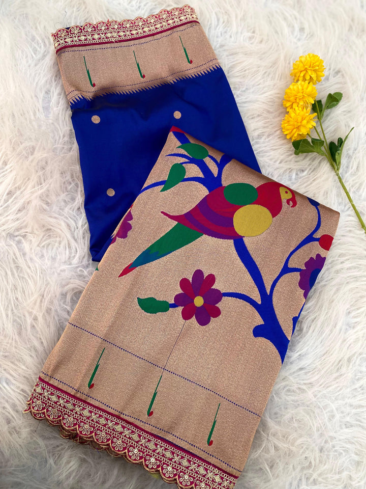 Romantic Blue Moon Banarasi Paithani Saree