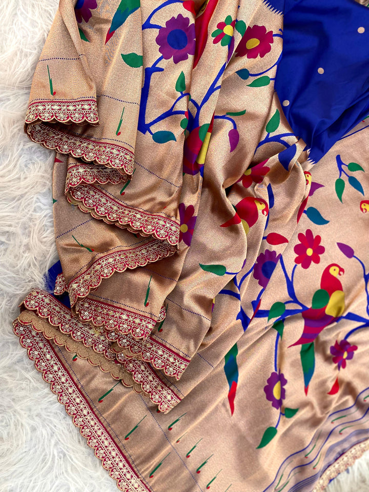 Romantic Blue Moon Banarasi Paithani Saree