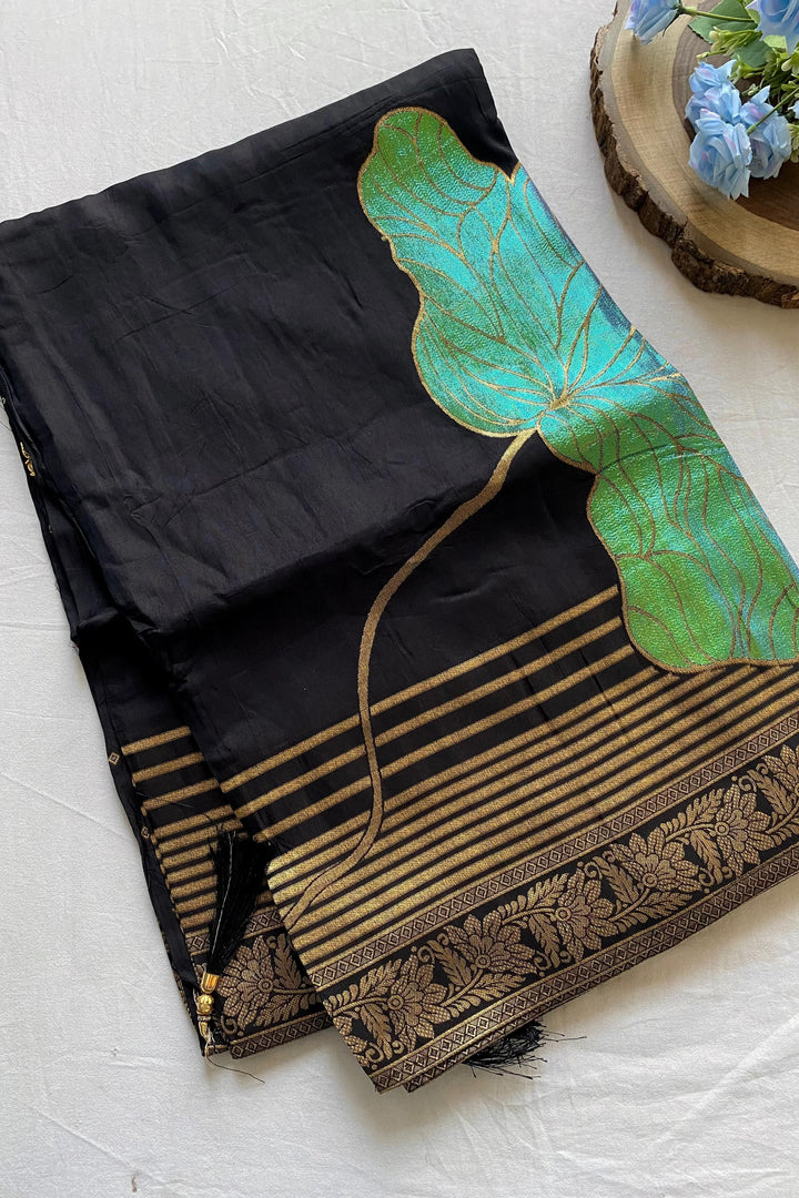 Brush Of Bloom Banarasi Muga Silk Saree