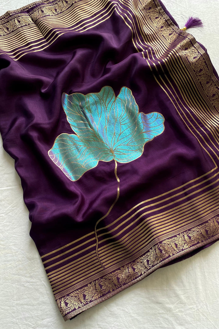 Brush Of Bloom Banarasi Muga Silk Saree