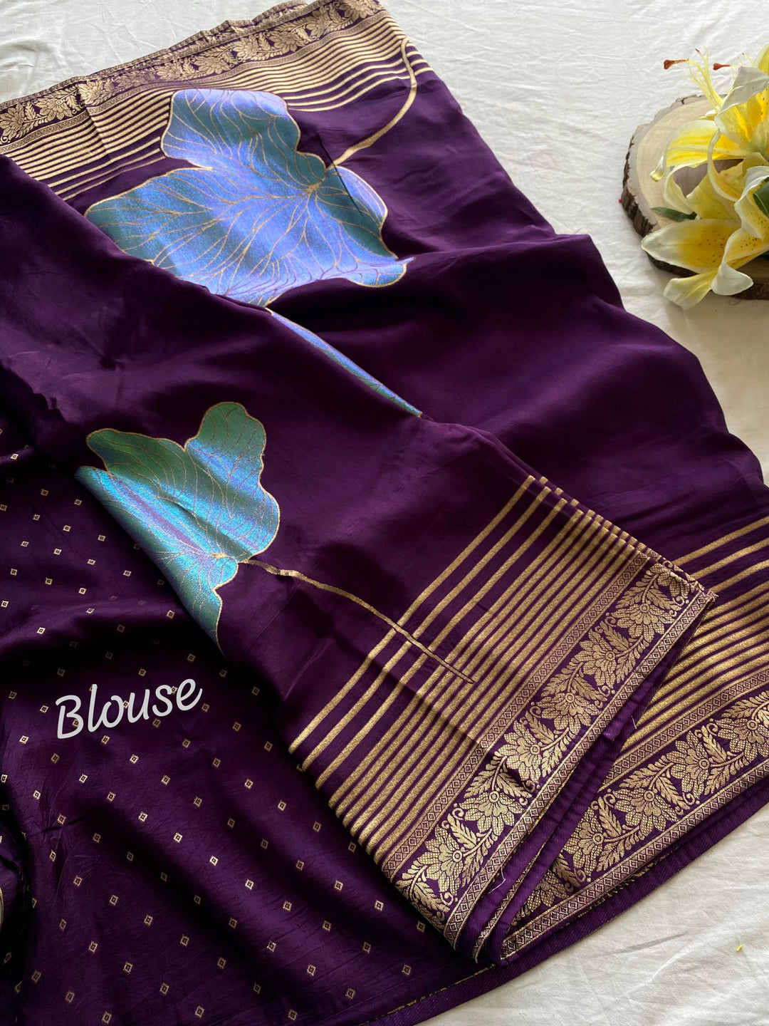 Brush Of Bloom Banarasi Muga Silk Saree