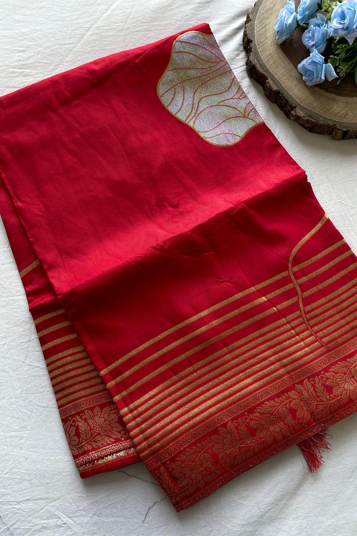 Brush Of Bloom Banarasi Muga Silk Saree