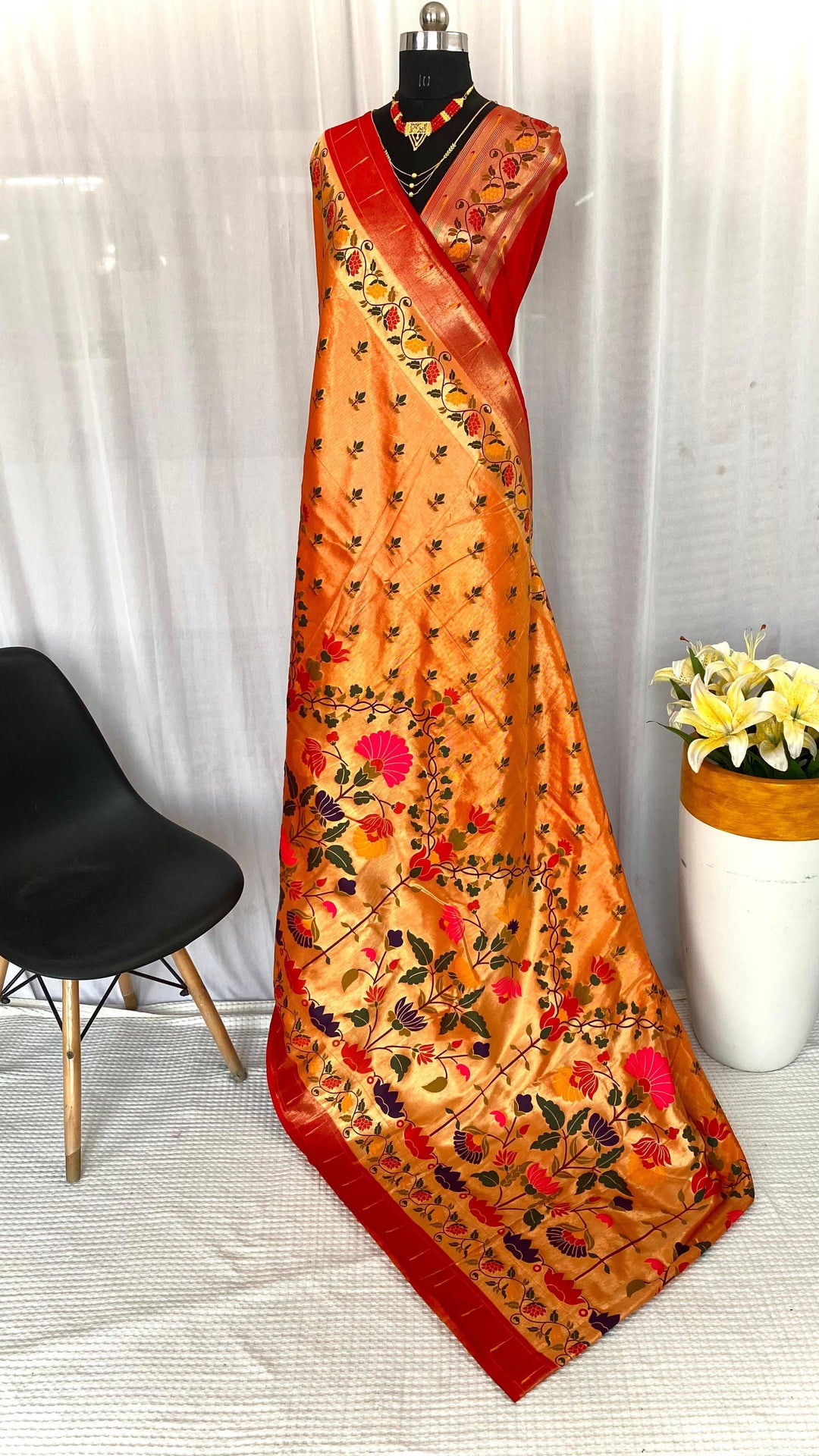 Floral Crown Tussar Silk Saree