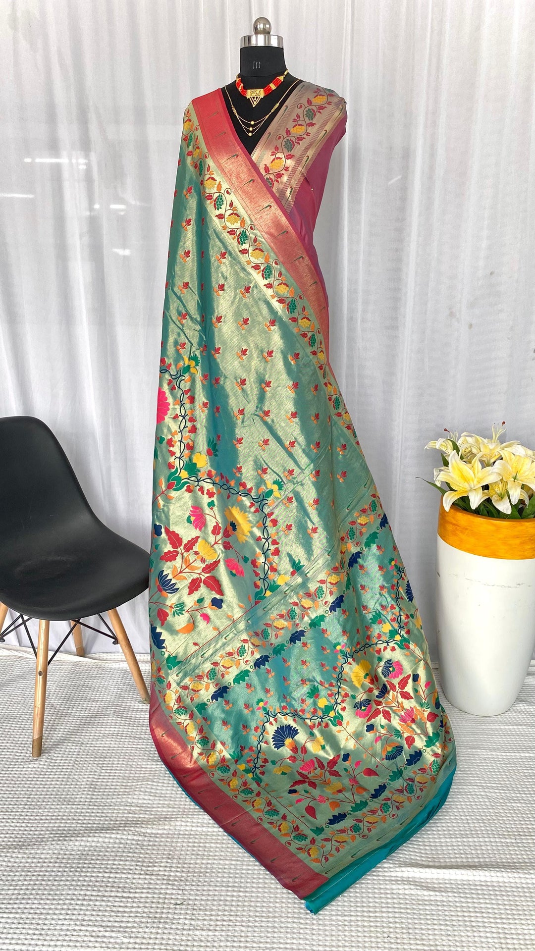 Floral Crown Tussar Silk Saree