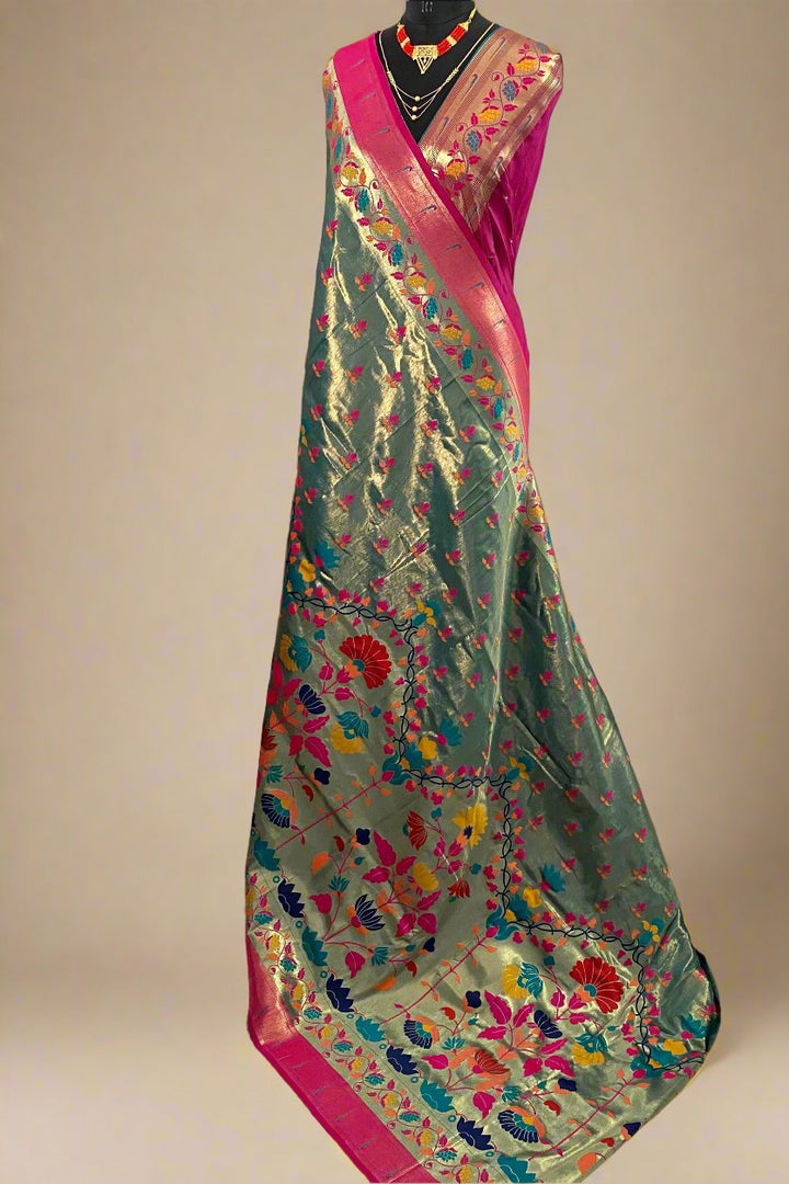 Floral Crown Tussar Silk Saree