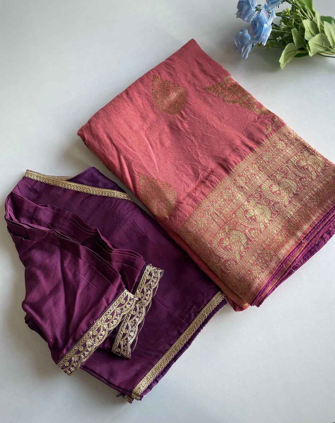 Earthy Tone Banarasi Silk Saree with Ready To Go Blouse