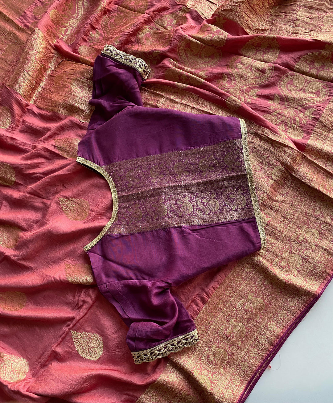 Earthy Tone Banarasi Silk Saree with Ready To Go Blouse