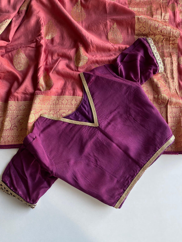 Earthy Tone Banarasi Silk Saree with Ready To Go Blouse