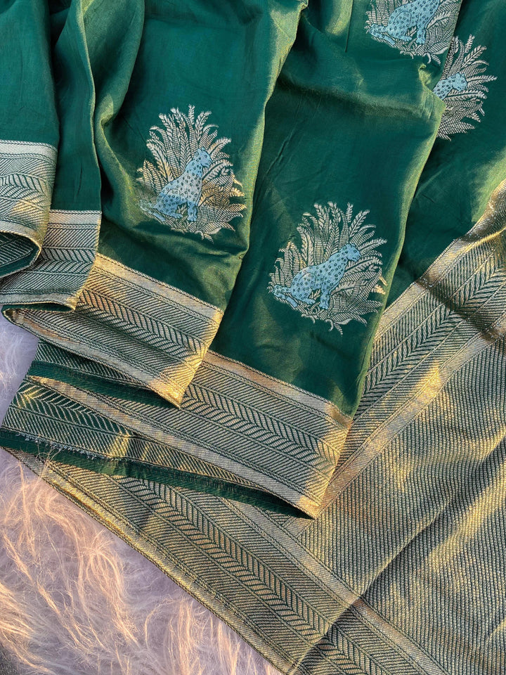 Queen Of Jungle- Mushroo satin silk Saree