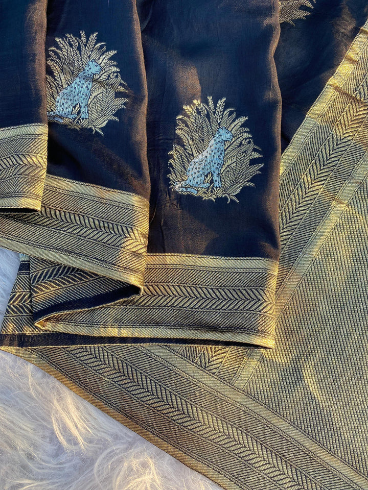 Queen Of Jungle- Mushroo satin silk Saree