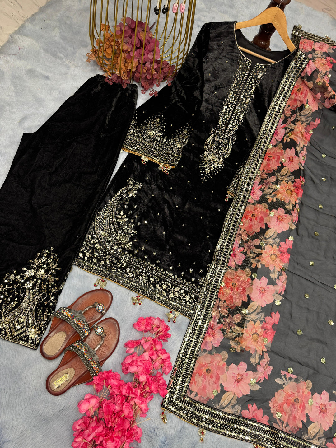 Speak Of The Style-Velvet Kurti Set