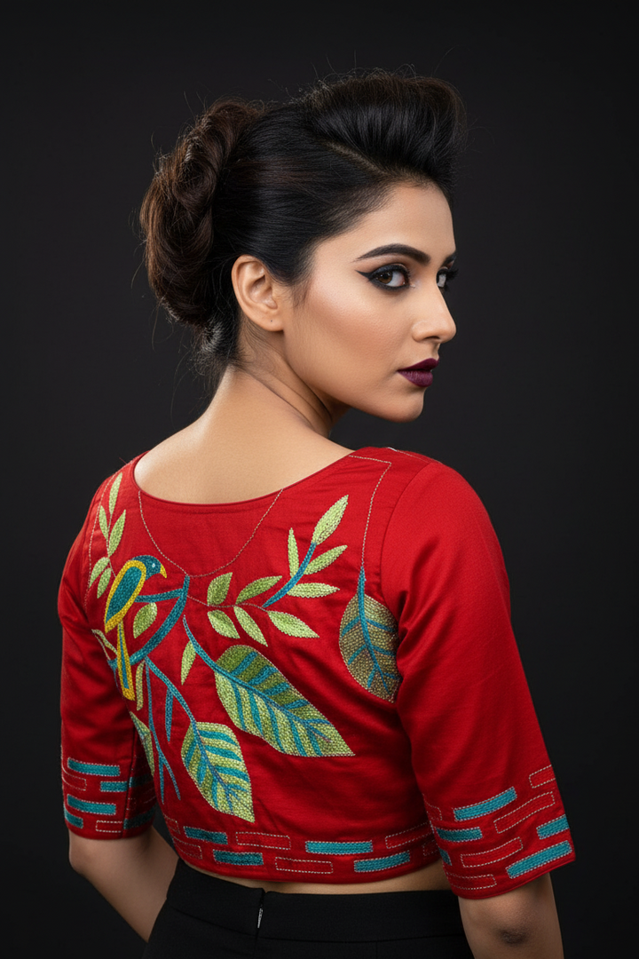 The Natural World- Designer Kantha Stitch Blouse