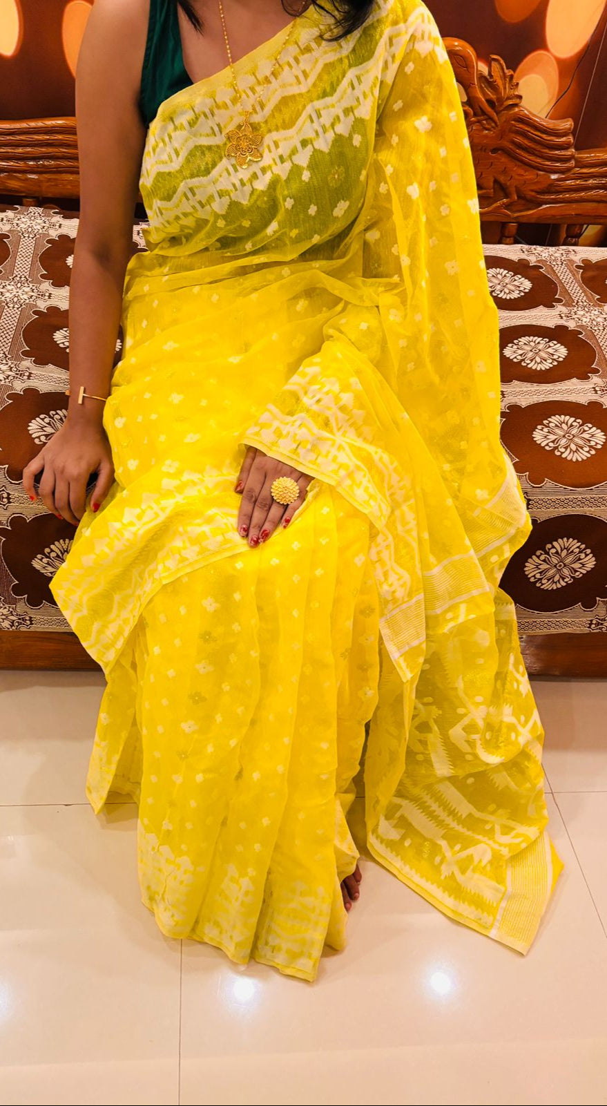 A Splash Of Yellow-A Touch Of Love (Jamdani Saree)