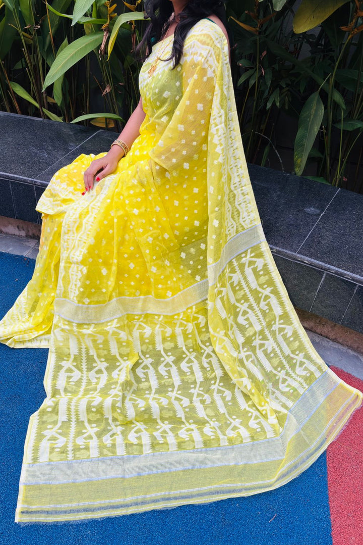 A Splash Of Yellow-A Touch Of Love (Jamdani Saree)