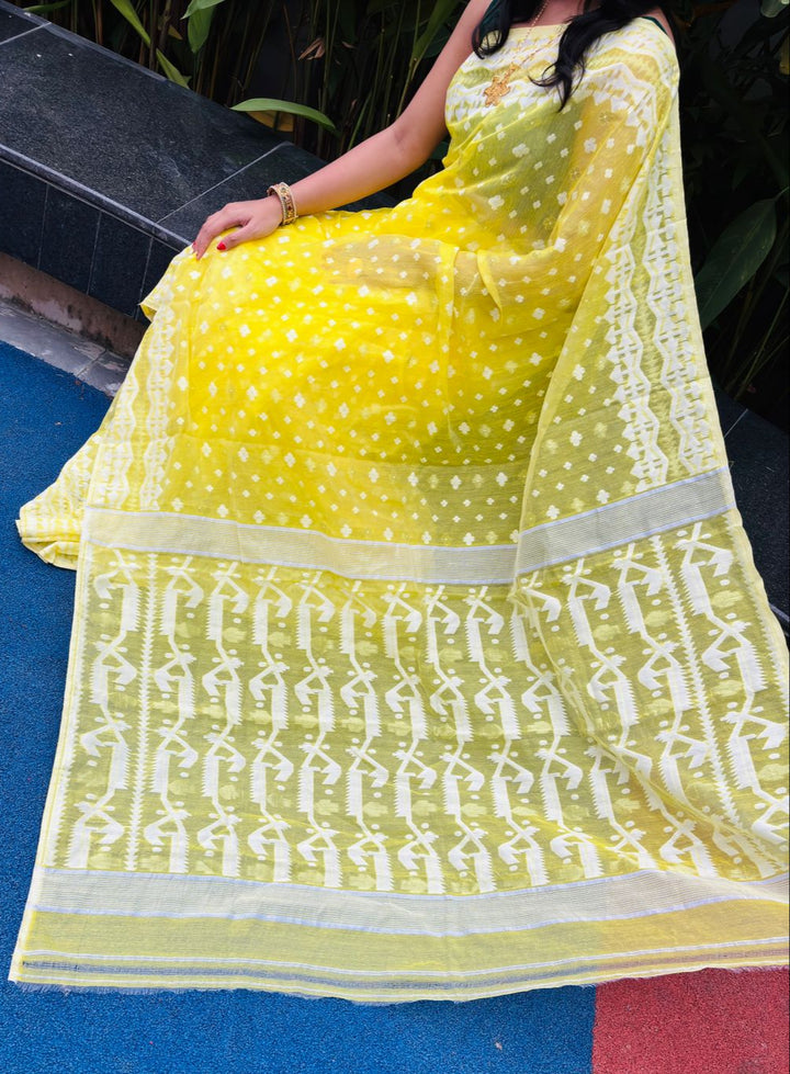 A Splash Of Yellow-A Touch Of Love (Jamdani Saree)