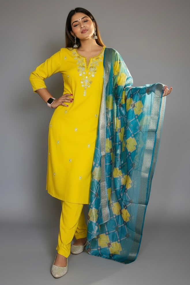 Glimpse Of Sunshine Rayon Kurti Set