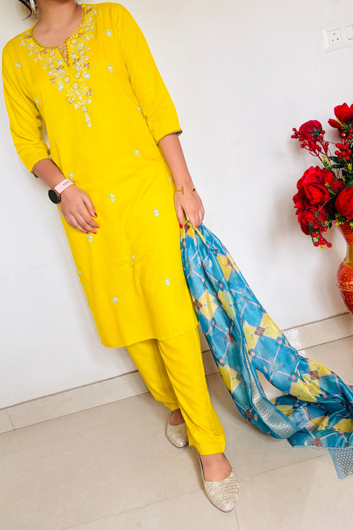 Glimpse Of Sunshine Rayon Kurti Set