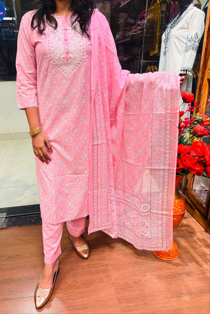 Sweet Pink Cotton Suit Set