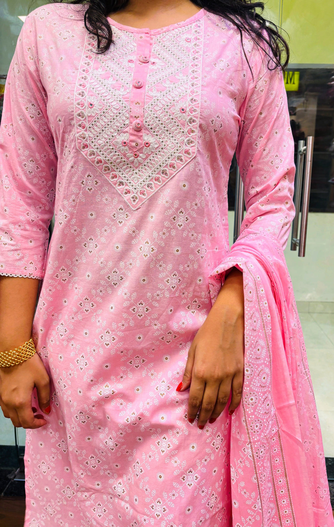 Sweet Pink Cotton Suit Set