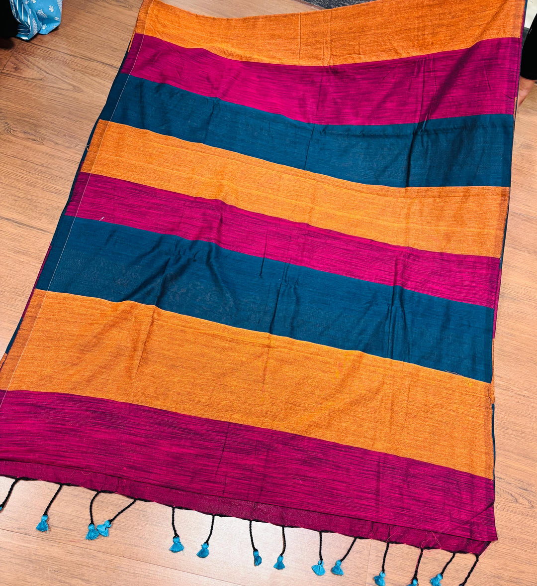 Greatest Glory -Multicolor Khadi Cotton Saree