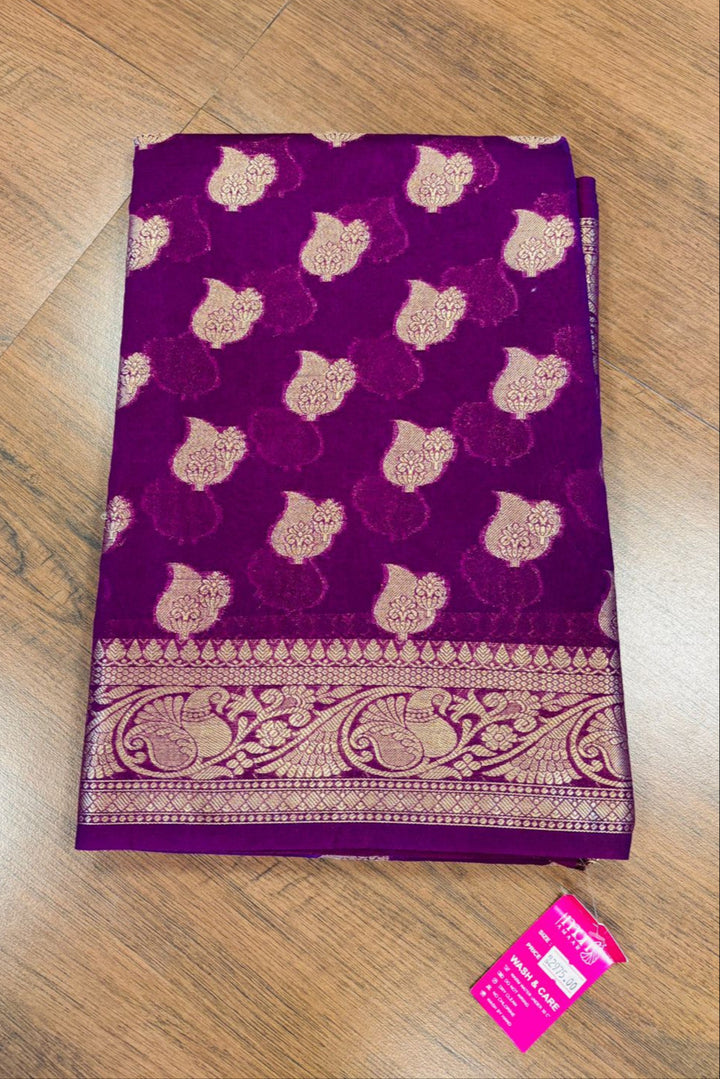 Wine Beauty Banarasi Semi Georgette Saree