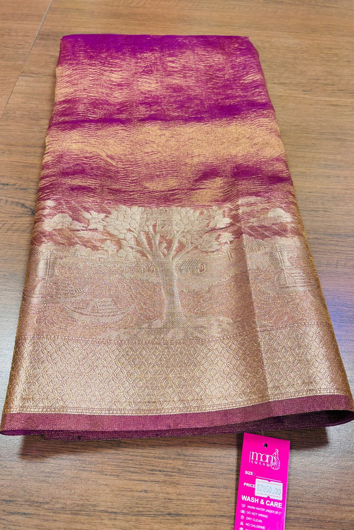 Undeniable Charm of Tissue  - Nadi Ghat Banarasi Tissue Crush Saree