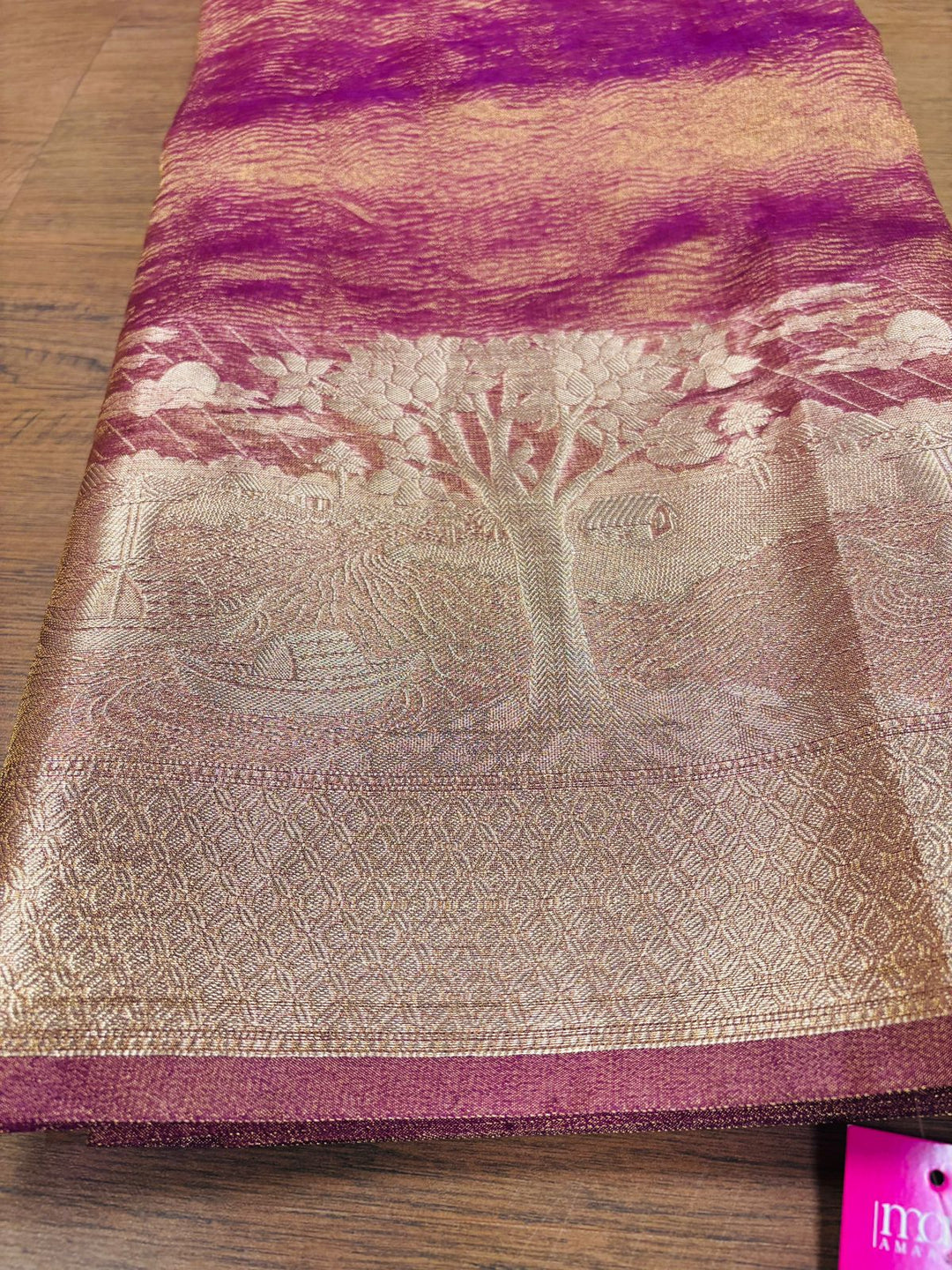 Undeniable Charm of Tissue  - Nadi Ghat Banarasi Tissue Crush Saree