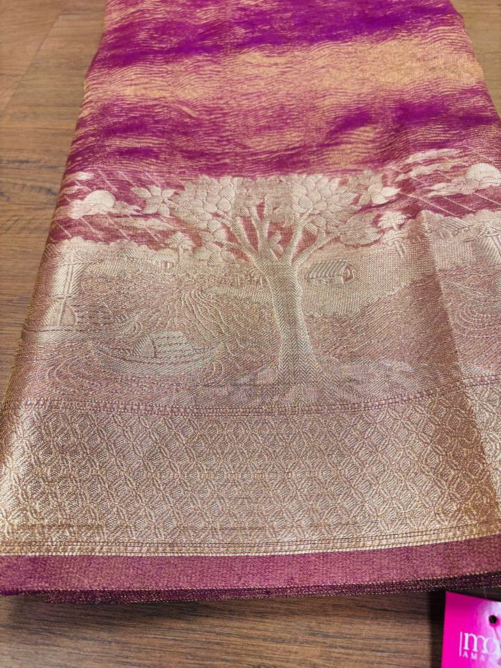 Undeniable Charm of Tissue  - Nadi Ghat Banarasi Tissue Crush Saree