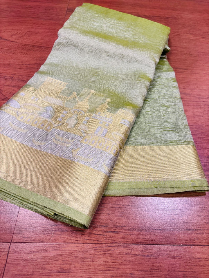 Undeniable Charm of Tissue  - Ganga Jamuna Banarasi Tissue Crush Saree