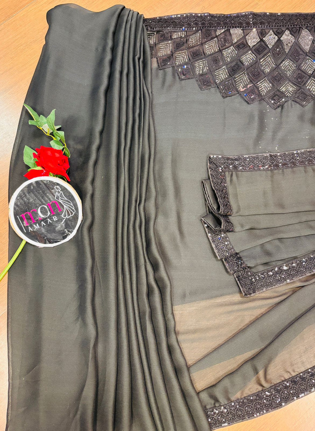 In Shades Of Gray Chiffon Saree