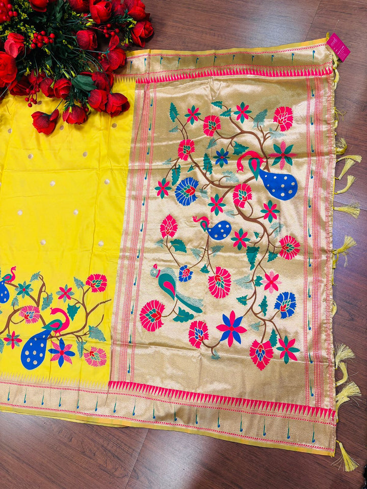 Royal Yellow Paithani Silk Saree