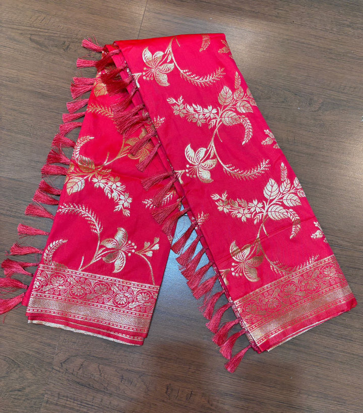Red Chandini Banarasi Silk Saree