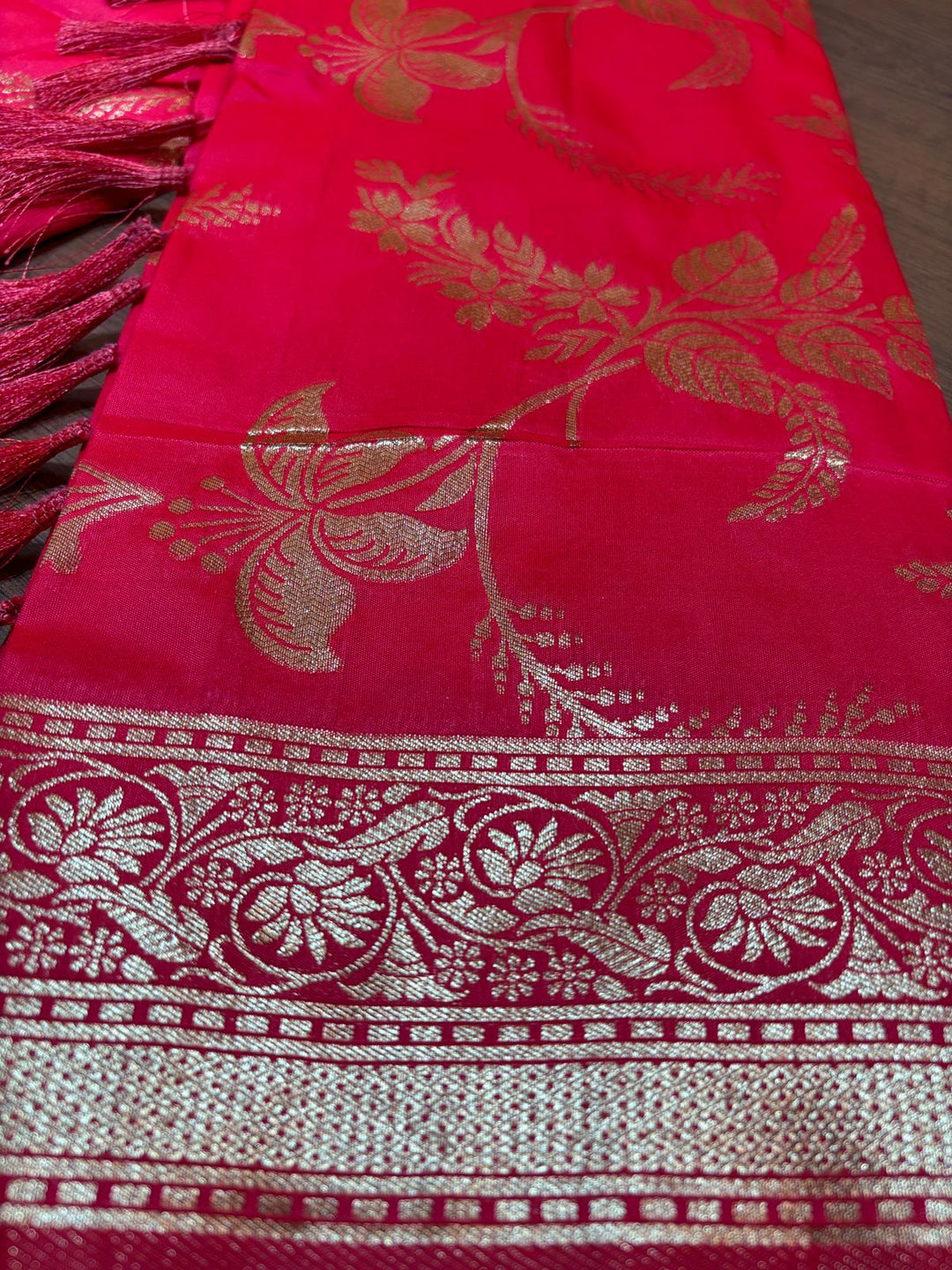 Red Chandini Banarasi Silk Saree