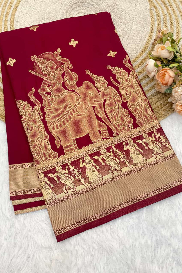 Folk Of Forest Khaddi Georgette Silk Saree