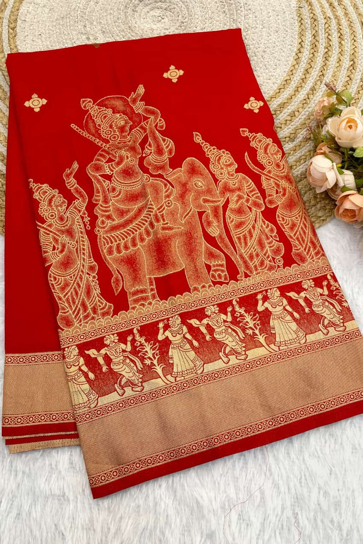 Folk Of Forest Khaddi Georgette Silk Saree