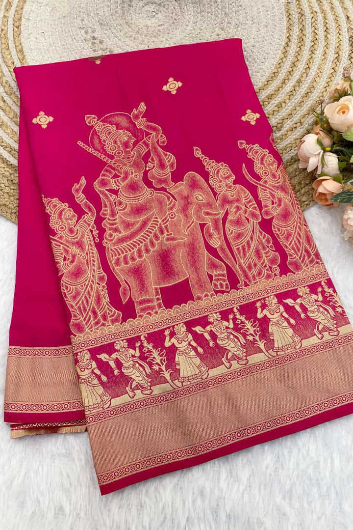 Folk Of Forest Khaddi Georgette Silk Saree