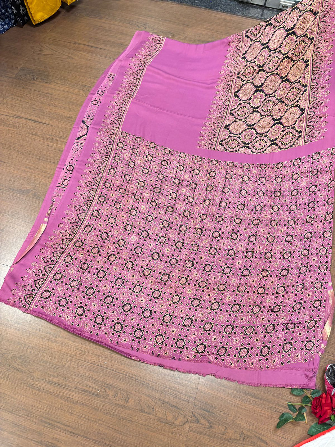 Tidal Waves -Ajrakh Block Printed Saree